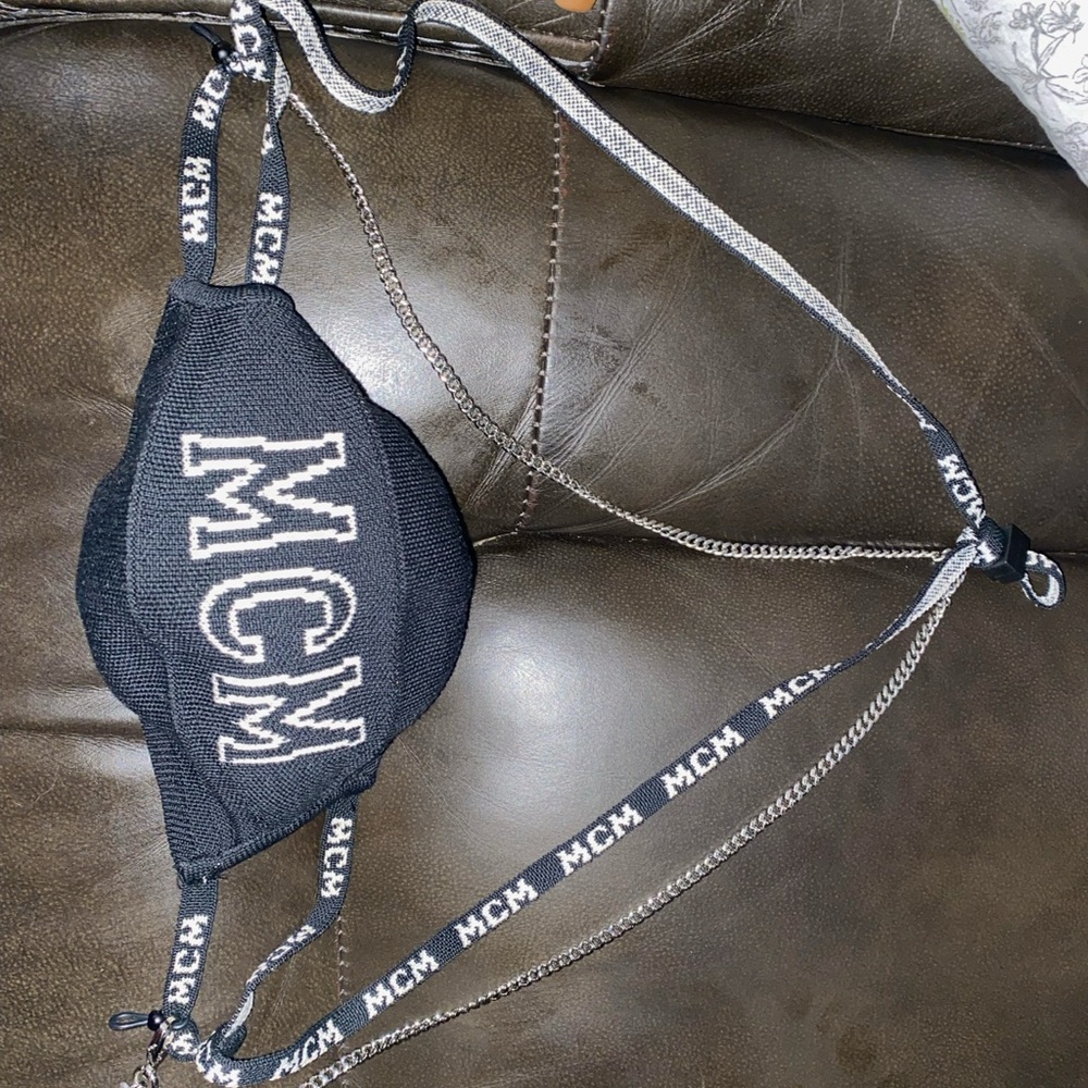 MCM Black and White Logo Face Mask